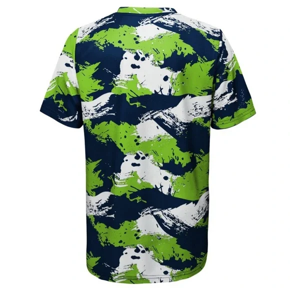 NWT [NFL] Seattle Seahawks NFL Splattered Paint  Performance Shirt Youth L 14/16 - Picture 3 of 13
